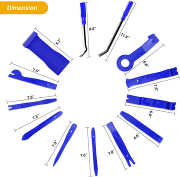 13 Pcs Nylon Trim Removal Tool Set for Bumper Fastener Rivet Retaining Retainer Clips Blue